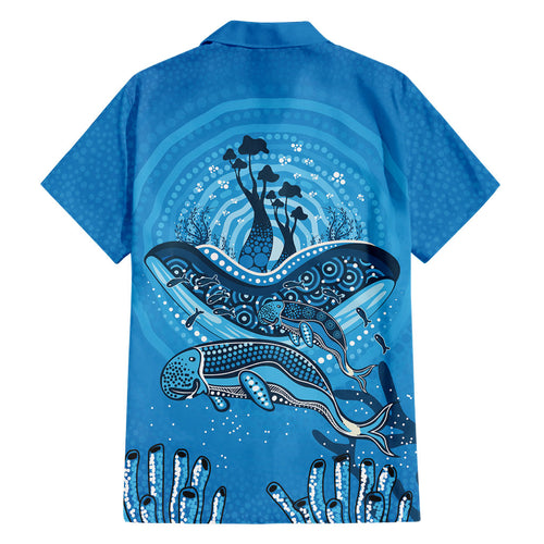 Aboriginal Ocean Dugong Family Matching Puletasi and Hawaiian Shirt Dot Art Dreamtime Tree of Life