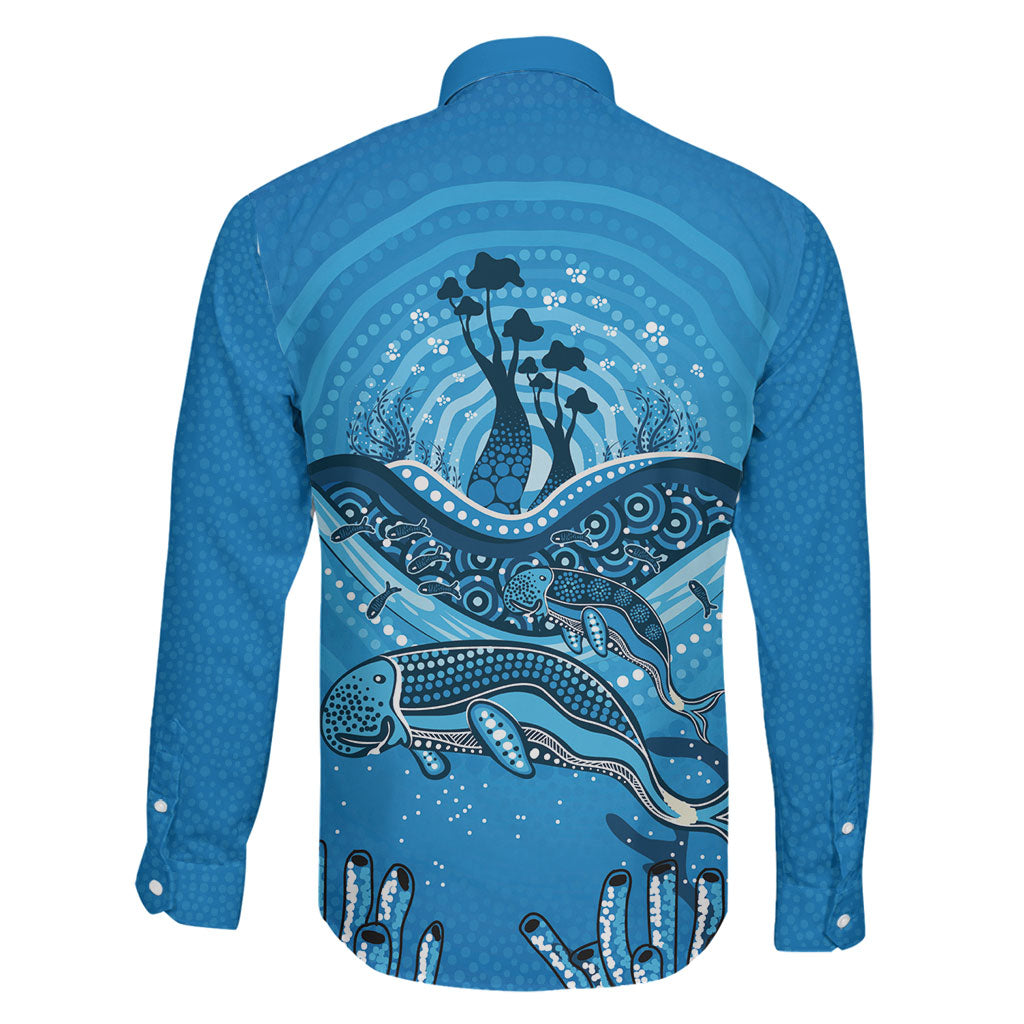 Aboriginal Ocean Dugong Family Matching Puletasi and Hawaiian Shirt Dot Art Dreamtime Tree of Life