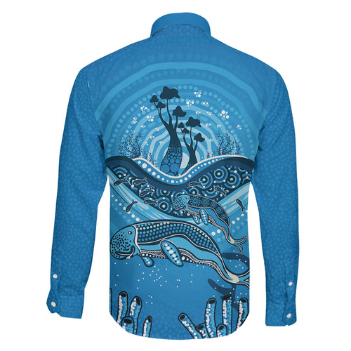 Aboriginal Ocean Dugong Family Matching Summer Maxi Dress and Hawaiian Shirt Dot Art Dreamtime Tree of Life