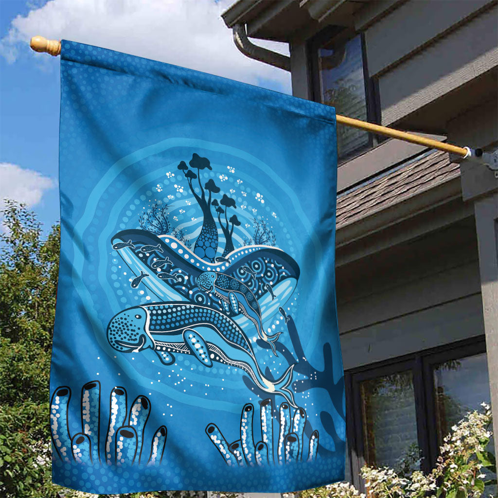 Aboriginal Ocean Dugong Garden Flag Dot Art Dreamtime Tree of Life