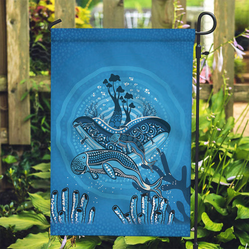 Aboriginal Ocean Dugong Garden Flag Dot Art Dreamtime Tree of Life