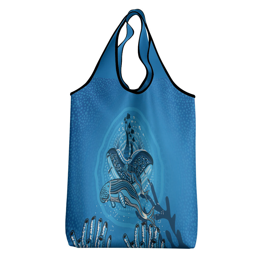 Aboriginal Ocean Dugong Grocery Bag Dot Art Dreamtime Tree of Life