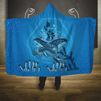 Aboriginal Ocean Dugong Hooded Blanket Dot Art Dreamtime Tree of Life