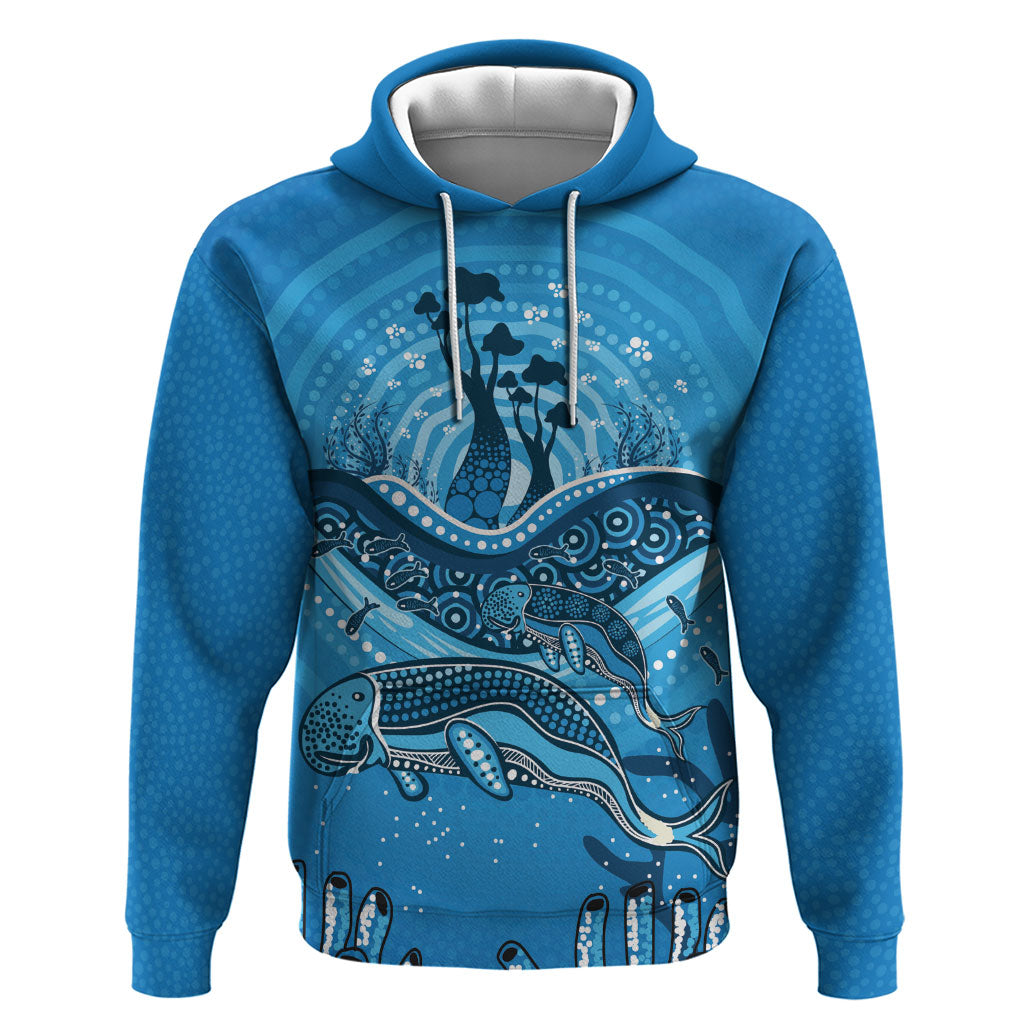 Aboriginal Ocean Dugong Hoodie Dot Art Dreamtime Tree of Life