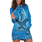 Aboriginal Ocean Dugong Hoodie Dress Dot Art Dreamtime Tree of Life