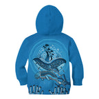 Aboriginal Ocean Dugong Kid Hoodie Dot Art Dreamtime Tree of Life