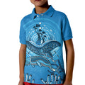 Aboriginal Ocean Dugong Kid Polo Shirt Dot Art Dreamtime Tree of Life