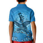 Aboriginal Ocean Dugong Kid Polo Shirt Dot Art Dreamtime Tree of Life