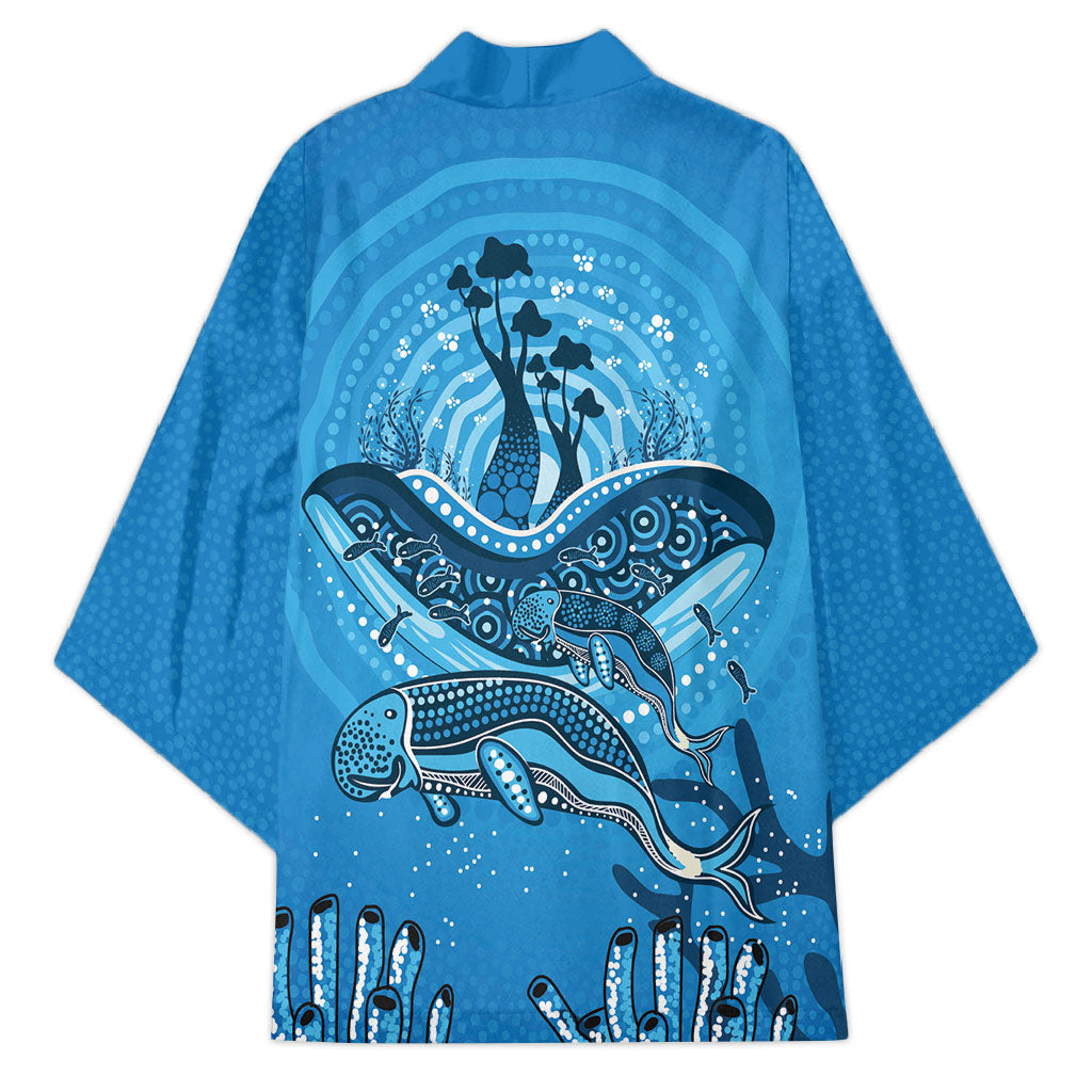 Aboriginal Ocean Dugong Kimono Dot Art Dreamtime Tree of Life