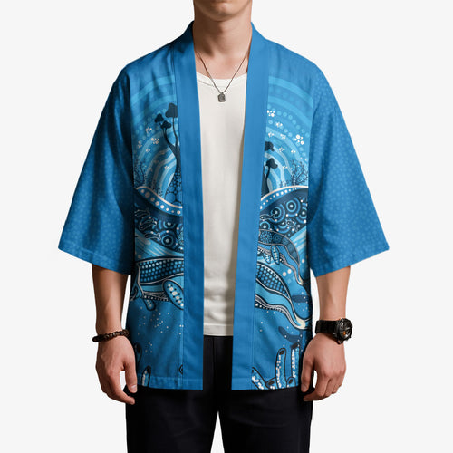 Aboriginal Ocean Dugong Kimono Dot Art Dreamtime Tree of Life