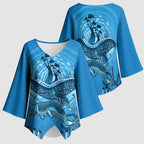 Aboriginal Ocean Dugong Kimono Sleeve Blouse Dot Art Dreamtime Tree of Life