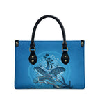 Aboriginal Ocean Dugong Leather Bag Dot Art Dreamtime Tree of Life