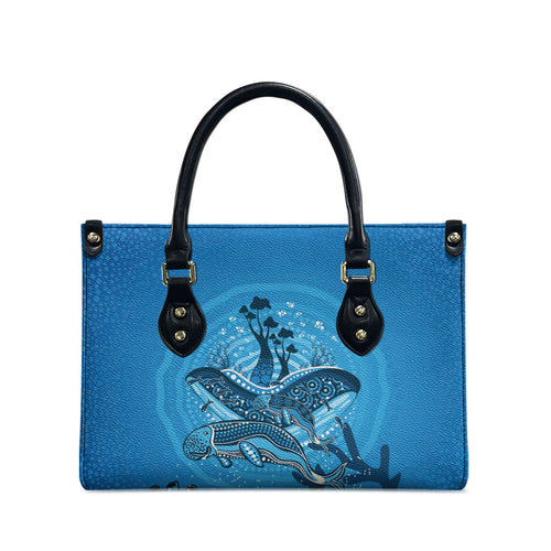 Aboriginal Ocean Dugong Leather Bag Dot Art Dreamtime Tree of Life