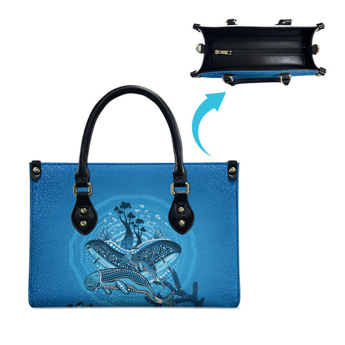 Aboriginal Ocean Dugong Leather Bag Dot Art Dreamtime Tree of Life