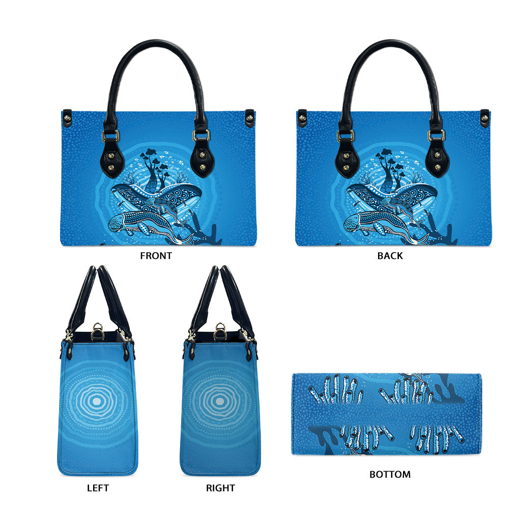 Aboriginal Ocean Dugong Leather Bag Dot Art Dreamtime Tree of Life