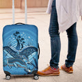 Aboriginal Ocean Dugong Luggage Cover Dot Art Dreamtime Tree of Life