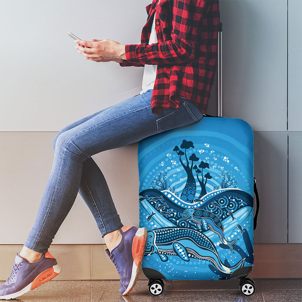 Aboriginal Ocean Dugong Luggage Cover Dot Art Dreamtime Tree of Life