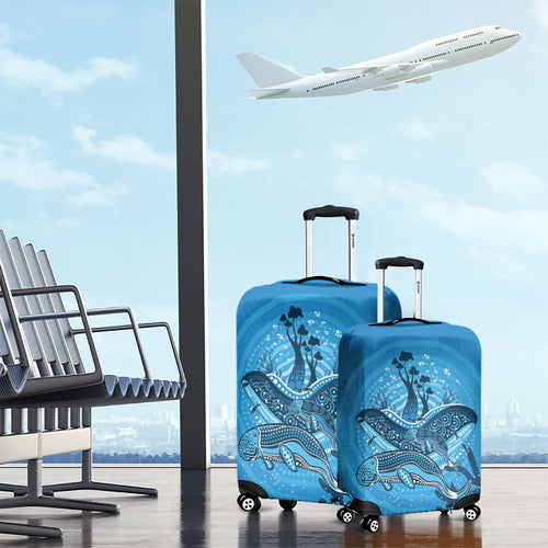 Aboriginal Ocean Dugong Luggage Cover Dot Art Dreamtime Tree of Life