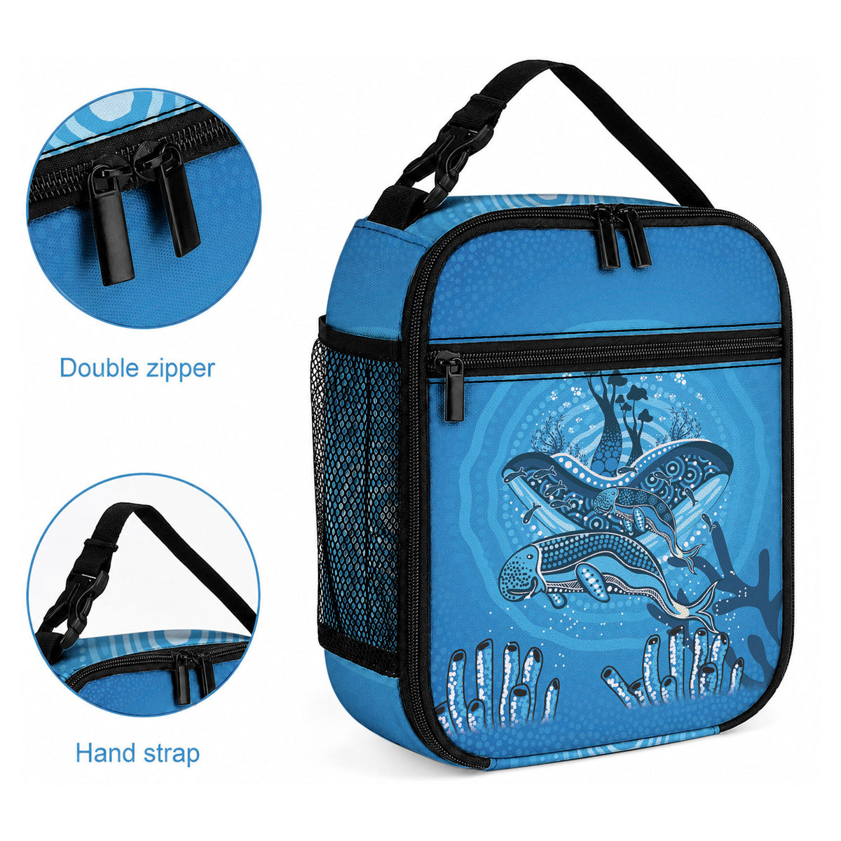 Aboriginal Ocean Dugong Lunch Bag Dot Art Dreamtime Tree of Life