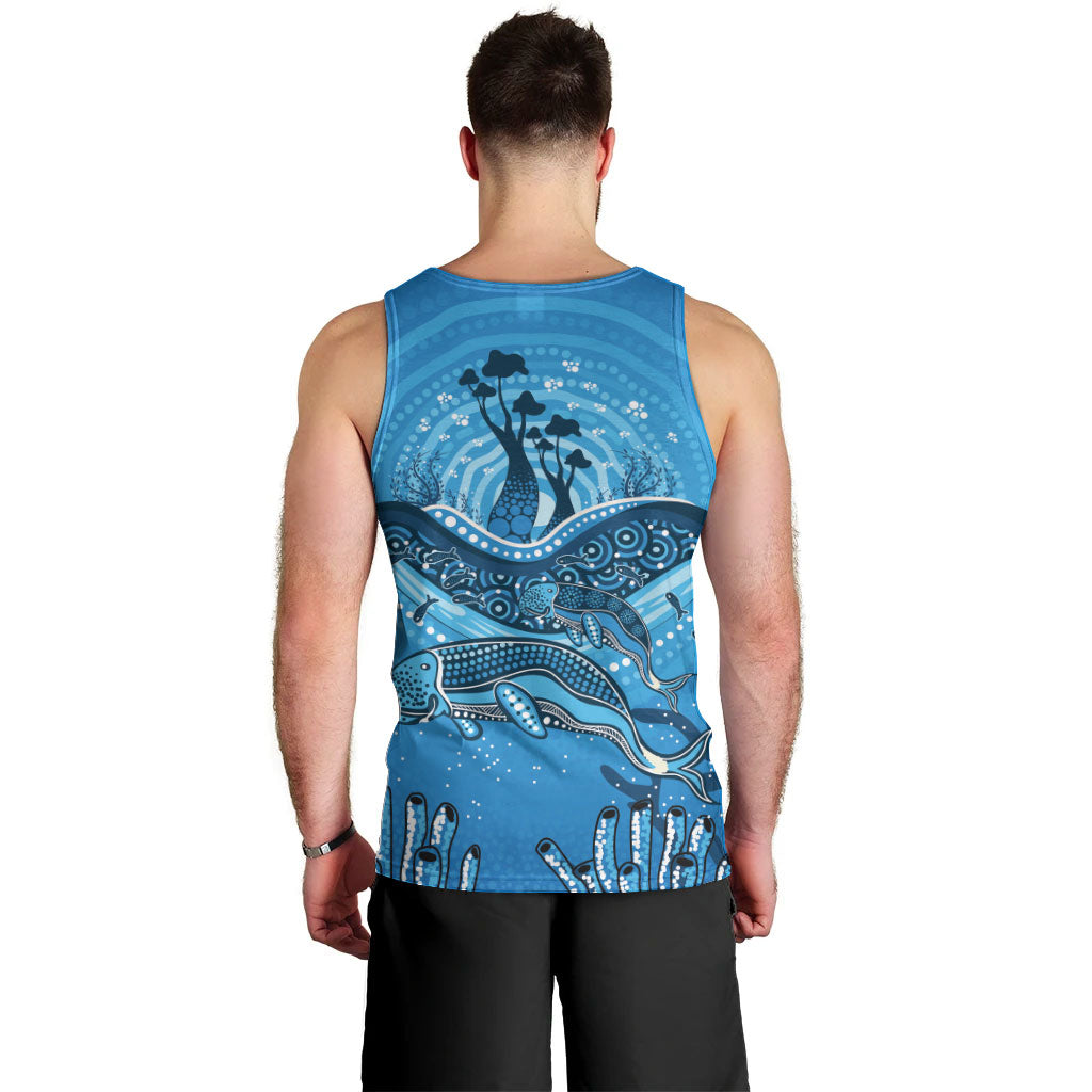 Aboriginal Ocean Dugong Men Tank Top Dot Art Dreamtime Tree of Life