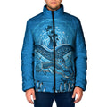 Aboriginal Ocean Dugong Padded Jacket Dot Art Dreamtime Tree of Life