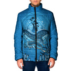 Aboriginal Ocean Dugong Padded Jacket Dot Art Dreamtime Tree of Life