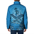 Aboriginal Ocean Dugong Padded Jacket Dot Art Dreamtime Tree of Life