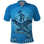 Aboriginal Ocean Dugong Polo Shirt Dot Art Dreamtime Tree of Life
