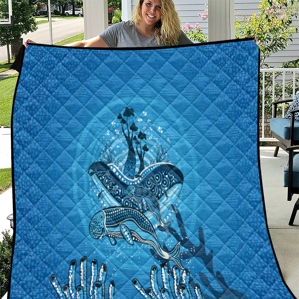 Aboriginal Ocean Dugong Quilt Dot Art Dreamtime Tree of Life