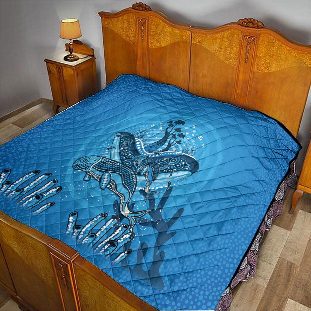 Aboriginal Ocean Dugong Quilt Dot Art Dreamtime Tree of Life