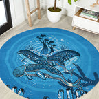 Aboriginal Ocean Dugong Round Carpet Dot Art Dreamtime Tree of Life