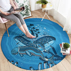 Aboriginal Ocean Dugong Round Carpet Dot Art Dreamtime Tree of Life