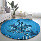 Aboriginal Ocean Dugong Round Carpet Dot Art Dreamtime Tree of Life