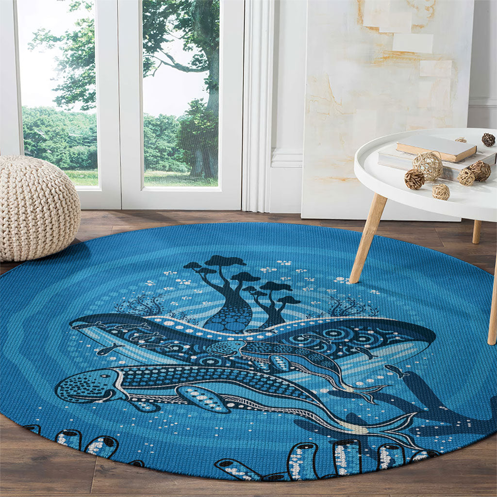 Aboriginal Ocean Dugong Round Carpet Dot Art Dreamtime Tree of Life