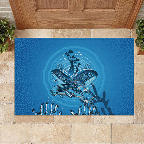Aboriginal Ocean Dugong Rubber Doormat Dot Art Dreamtime Tree of Life