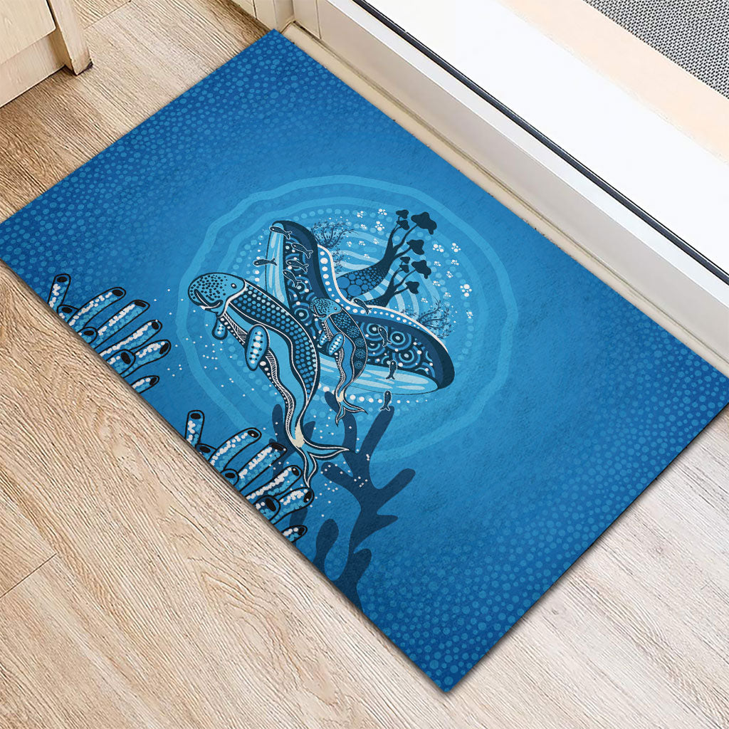 Aboriginal Ocean Dugong Rubber Doormat Dot Art Dreamtime Tree of Life