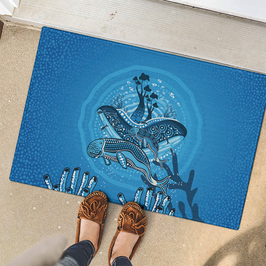 Aboriginal Ocean Dugong Rubber Doormat Dot Art Dreamtime Tree of Life