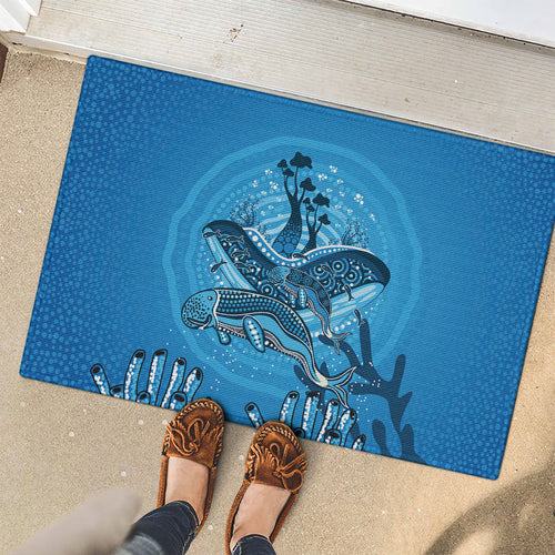 Aboriginal Ocean Dugong Rubber Doormat Dot Art Dreamtime Tree of Life