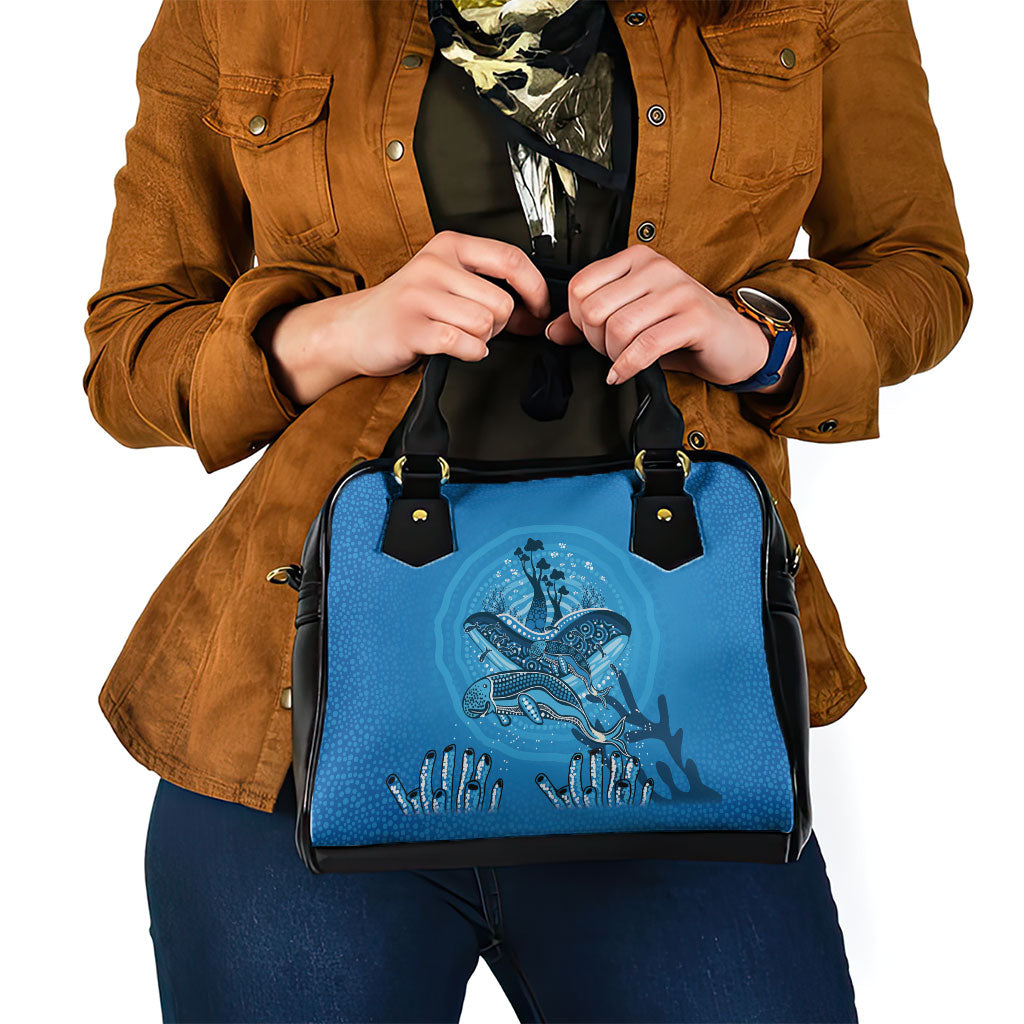 Aboriginal Ocean Dugong Shoulder Handbag Dot Art Dreamtime Tree of Life