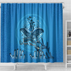 Aboriginal Ocean Dugong Shower Curtain Dot Art Dreamtime Tree of Life