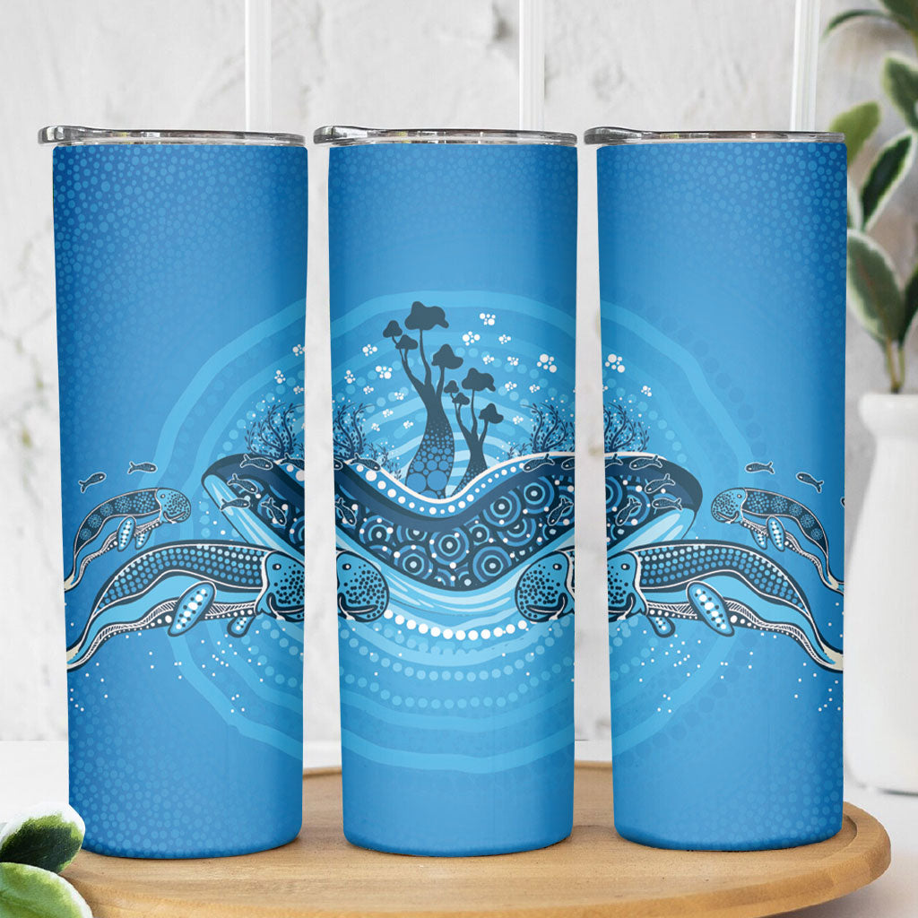 Aboriginal Ocean Dugong Skinny Tumbler Dot Art Dreamtime Tree of Life