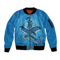 Aboriginal Ocean Dugong Sleeve Zip Bomber Jacket Dot Art Dreamtime Tree of Life