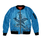 Aboriginal Ocean Dugong Sleeve Zip Bomber Jacket Dot Art Dreamtime Tree of Life