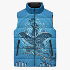 Aboriginal Ocean Dugong Sleeveless Puffer Jacket Dot Art Dreamtime Tree of Life