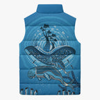 Aboriginal Ocean Dugong Sleeveless Puffer Jacket Dot Art Dreamtime Tree of Life