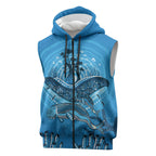 Aboriginal Ocean Dugong Sleeveless Zip Hoodie Dot Art Dreamtime Tree of Life