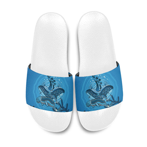 Aboriginal Ocean Dugong Slide Sandals Dot Art Dreamtime Tree of Life