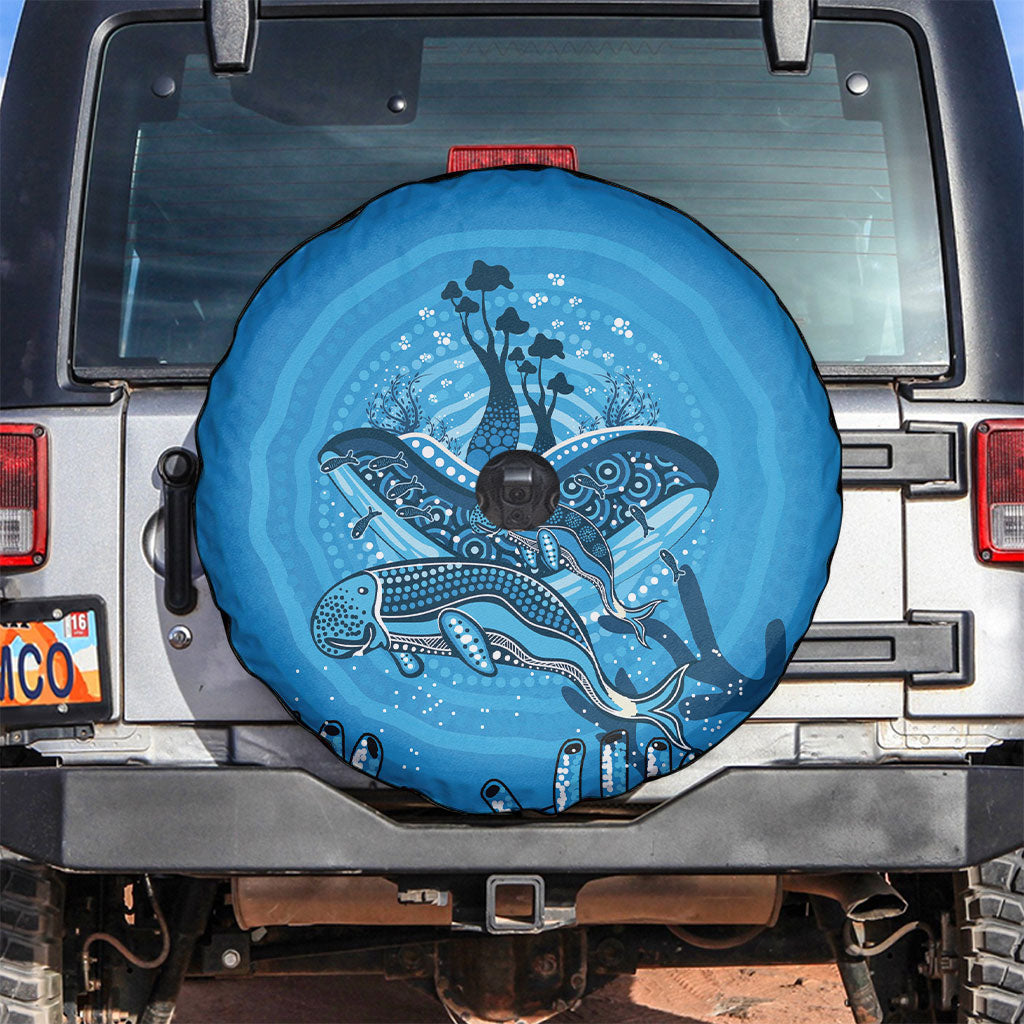 Aboriginal Ocean Dugong Spare Tire Cover Dot Art Dreamtime Tree of Life