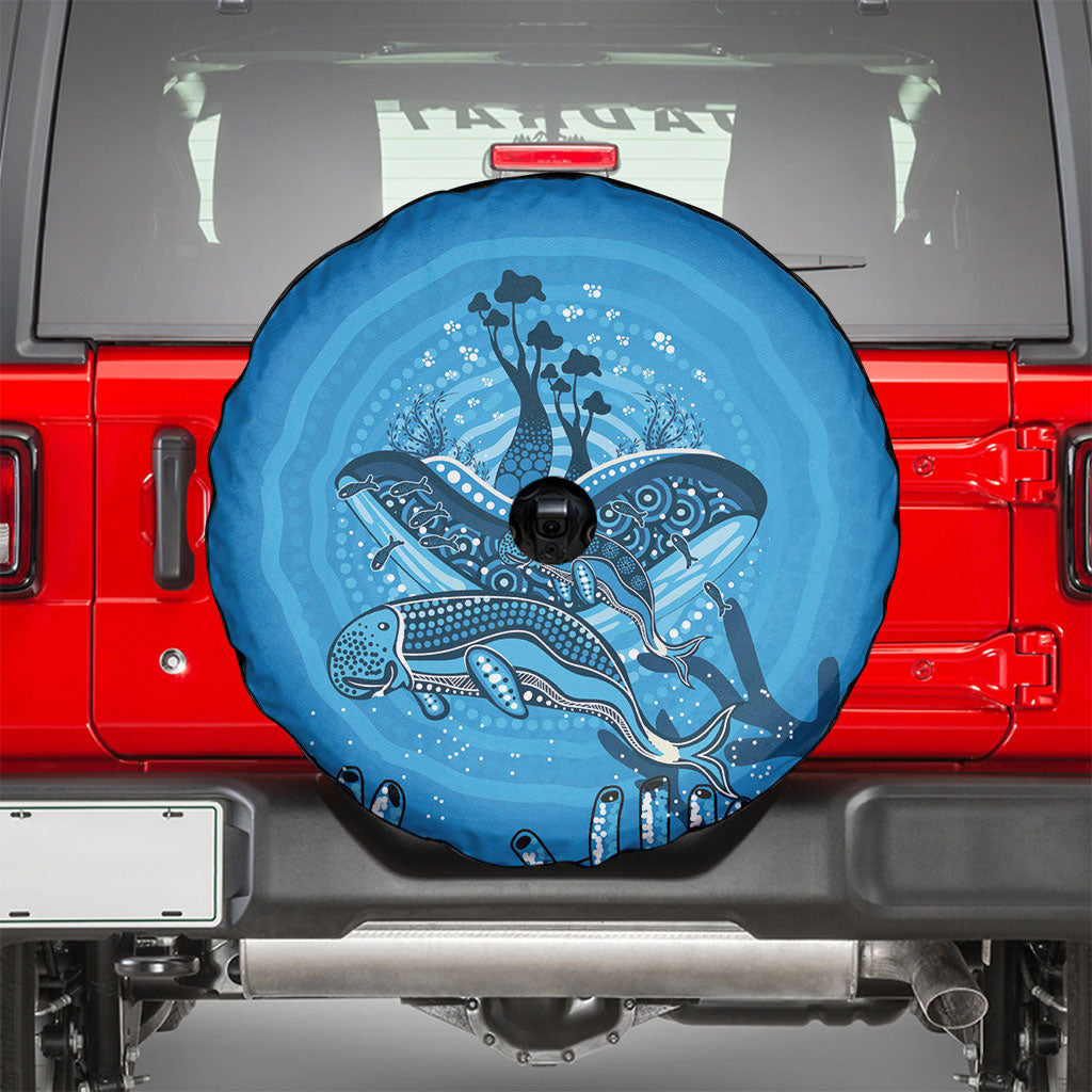 Aboriginal Ocean Dugong Spare Tire Cover Dot Art Dreamtime Tree of Life