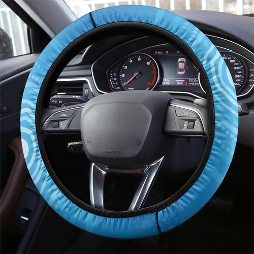 Aboriginal Ocean Dugong Steering Wheel Cover Dot Art Dreamtime Tree of Life